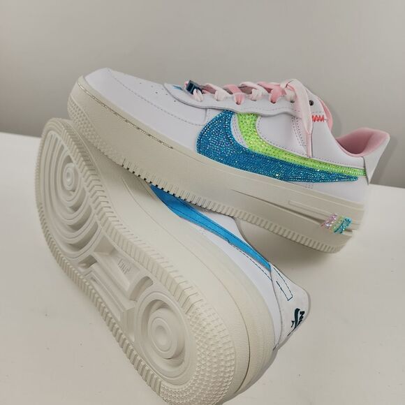 NIKE air force 1 platform pastel custom rhinestone bling sneakers shoes low top - Picture 5 of 11